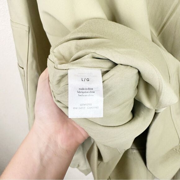 We Wore What Twill Bomber Beige Utility Oversized Jacket Large Weworewhat - Picture 7 of 8